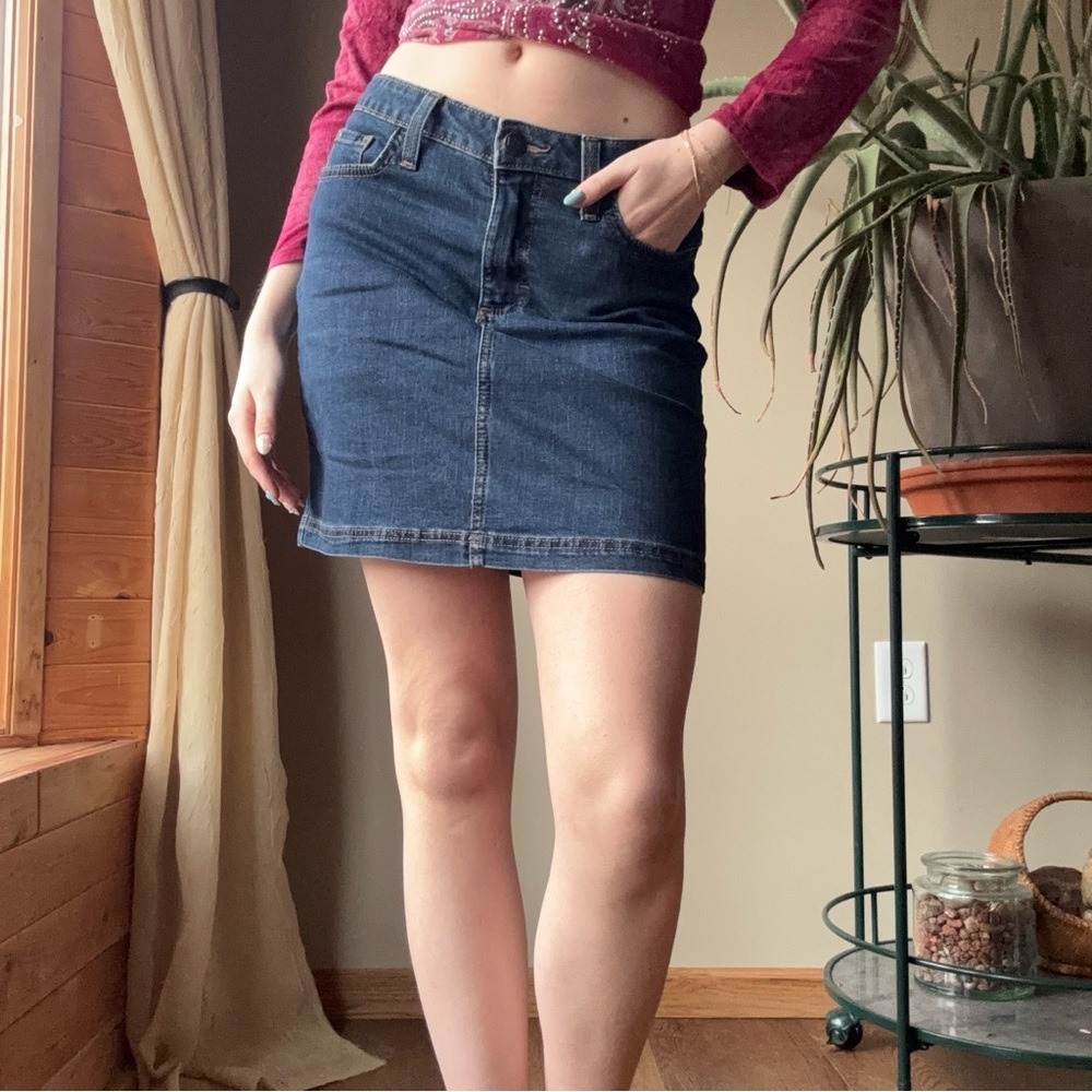 Lee Dark Blue Denim Mini Skirt - Picture 7 of 9